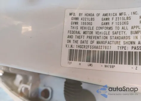 2017 Honda Accord Sport из США, поврежденный, VIN 1HGCR2F55HA027607